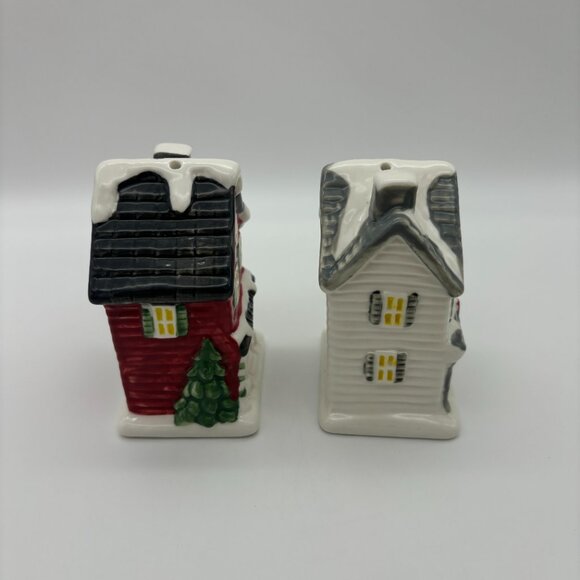 Cracker Barrel Salt Pepper Shakers Christmas Village Houses UNUSED Home Decor - Picture 4 of 6